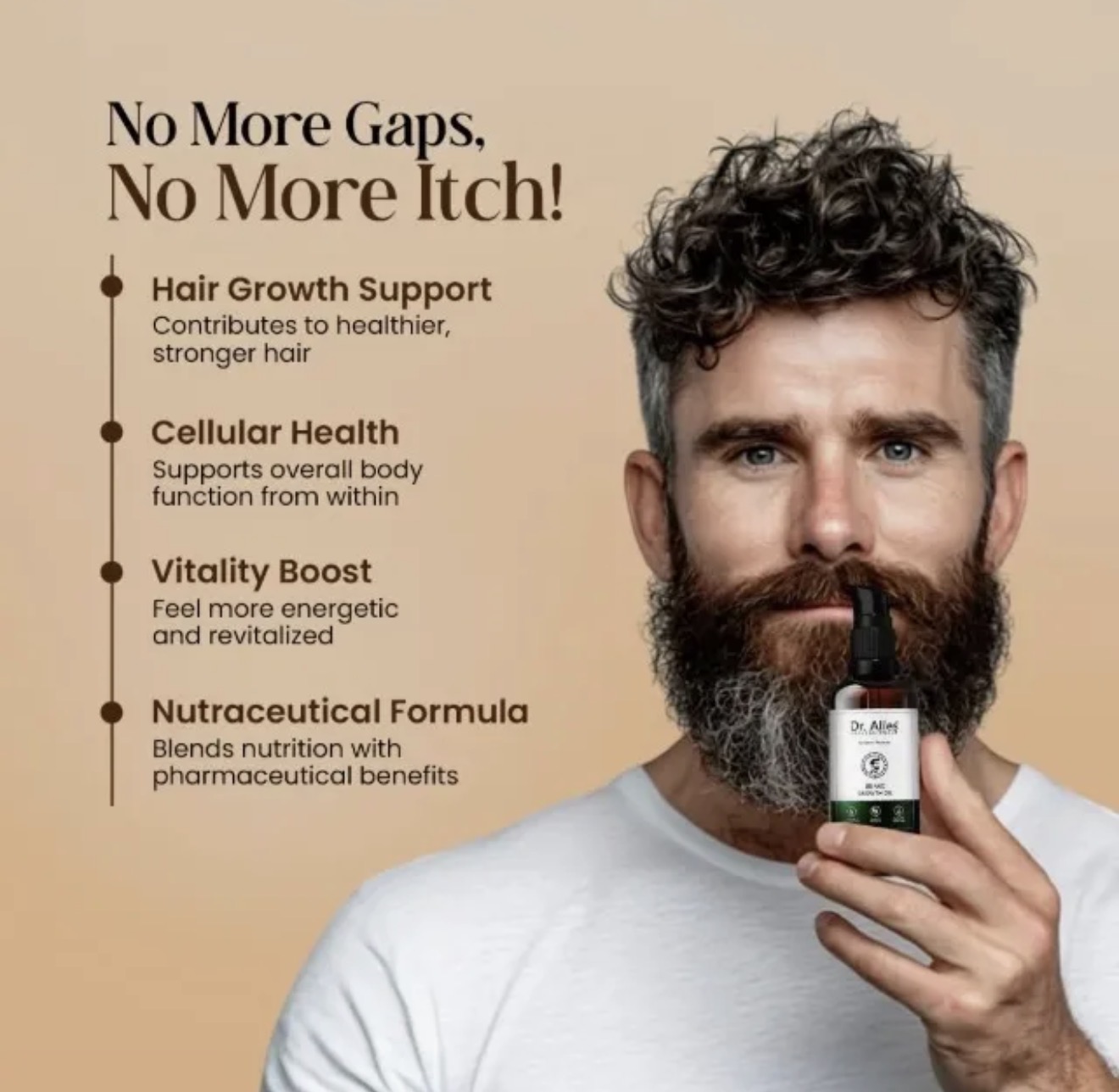Dr. Alies Professional Beard Growth Oil | Natural Beard Care Oil for Patchy & Thin Beards | Moisturizing, Itch & Dandruff Care | 30ml image 2